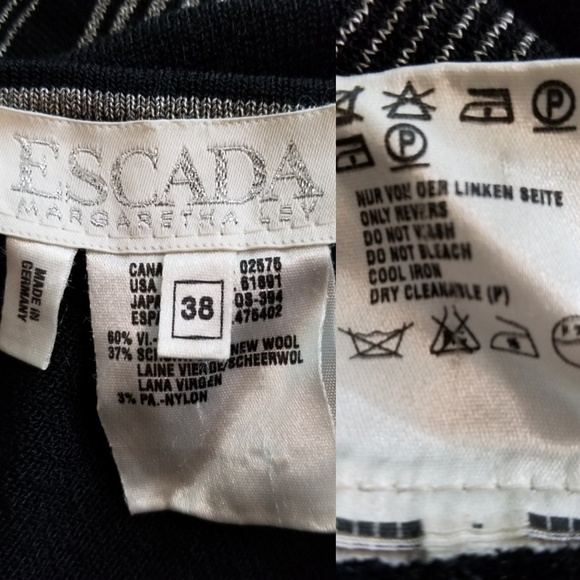 Escada black and silver striped twin set cardigan sleeveless top women's size 8 - Picture 8 of 9